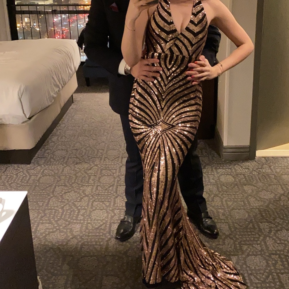 Black and Gold sequence dress